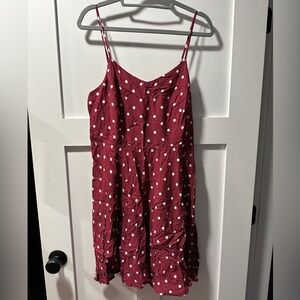 Large Old Navy burgundy and white polka dot sundress